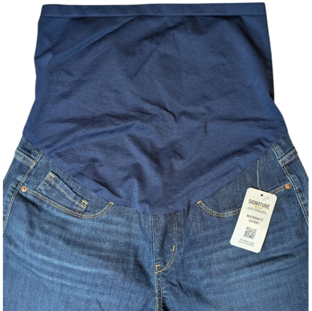 Levi Strauss Maternity Skinny Dark Rinse Super Stretch Full Tummy Panel Jeans Lg